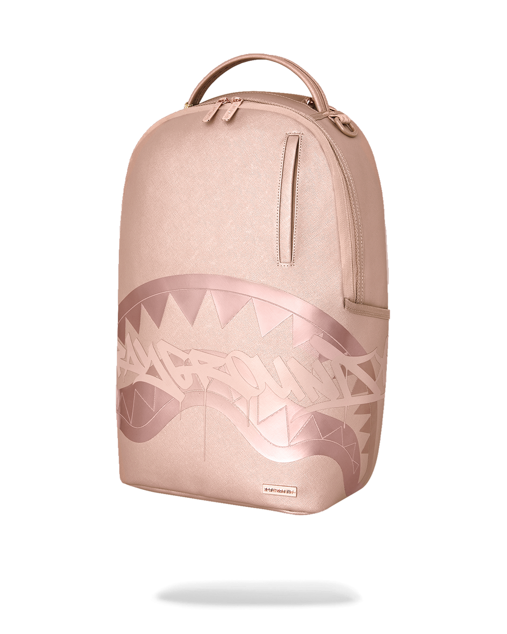 Sprayground rose backpack front view with shark graphic band