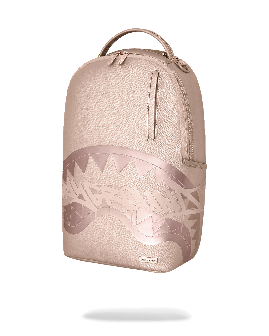 Sprayground rose backpack front view with shark graphic band
