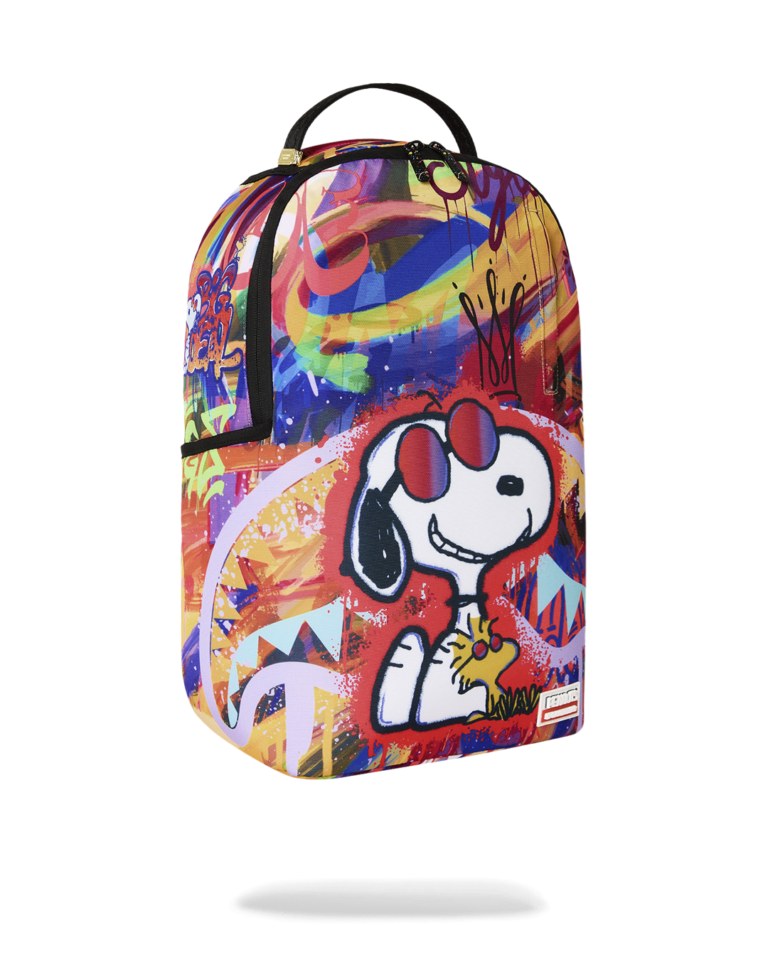 Peanuts Snoopy graphic backpack with multicolor abstract print and front kangaroo art