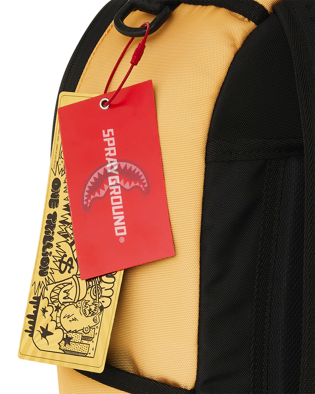 Sprayground Peanuts Franklin backpack, red Sprayground hang tag on orange side