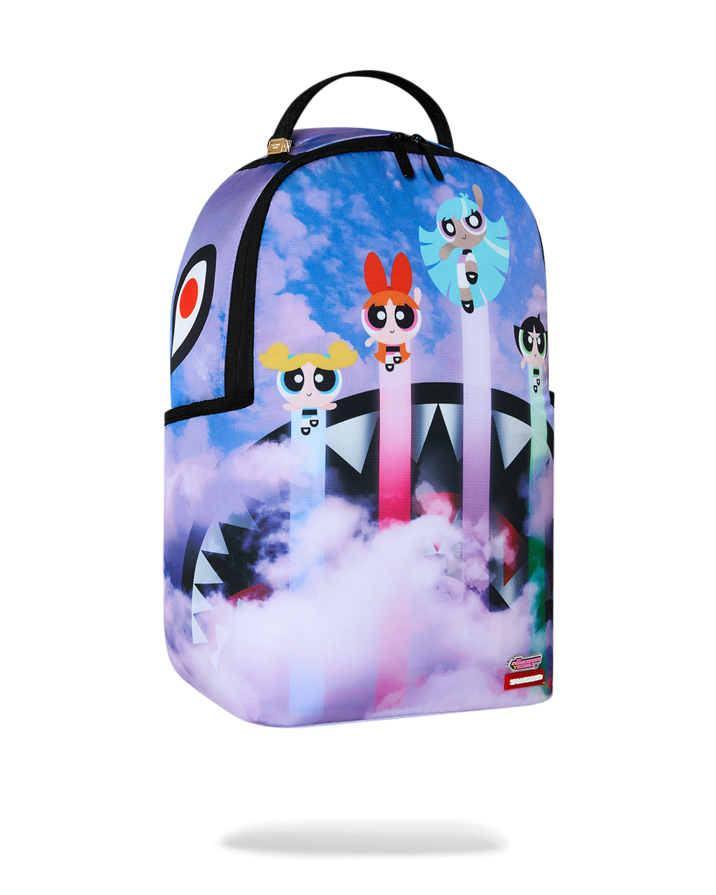 Sprayground Powerpuff Girls Cloudbreaker backpack with cloud print and character faces