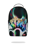 Sprayground Power Flex backpack with colorful Powerpuff character graphic and top handle
