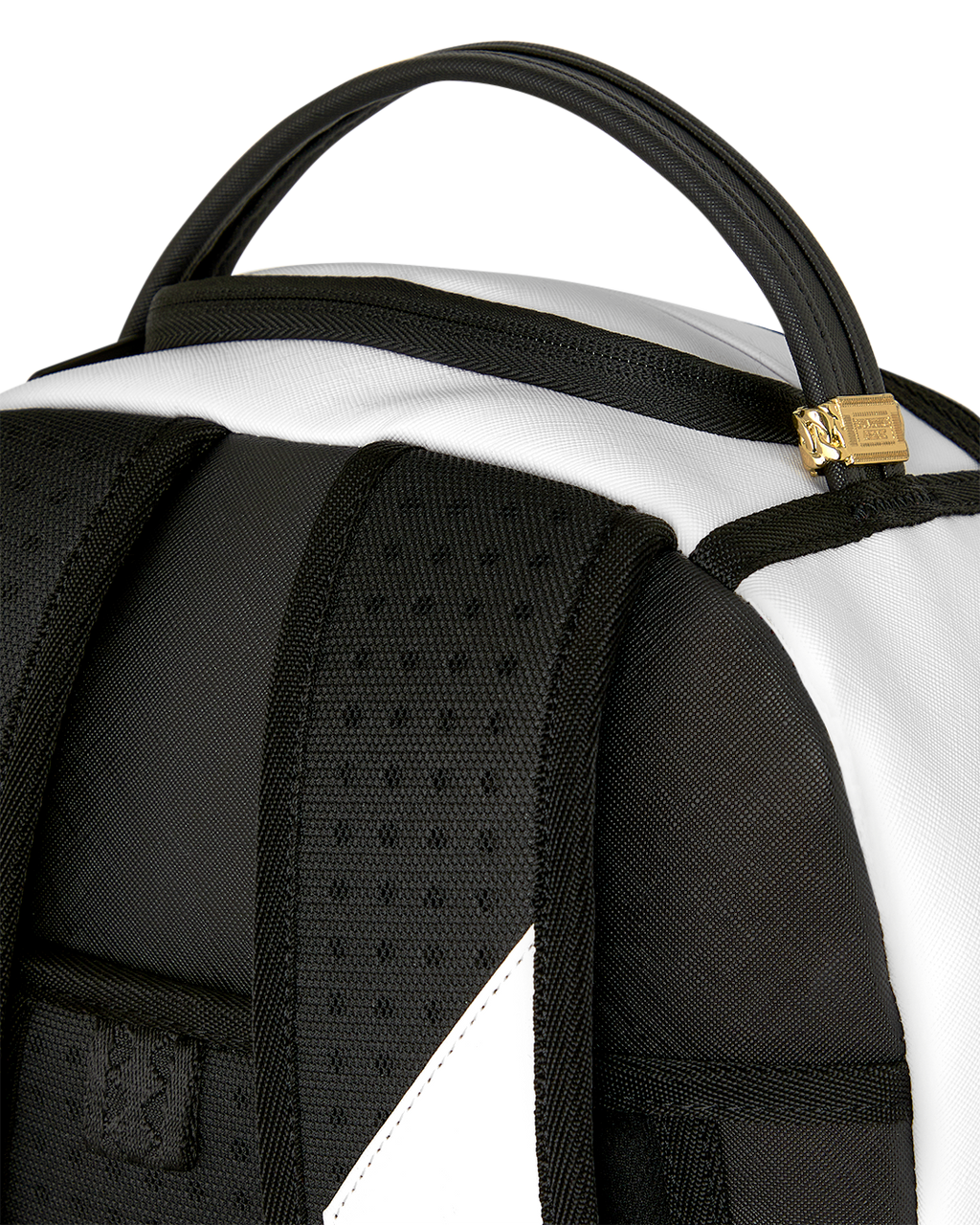 Black padded backpack back panel with perforated foam and adjustable shoulder straps