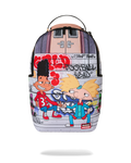 Kids character graphic backpack with top handle and front zip panel