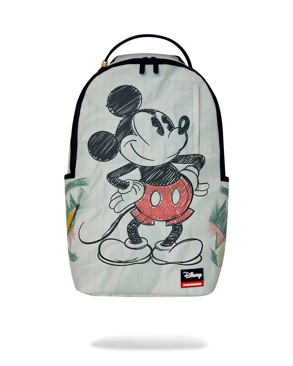 Mickey Mouse sketch mini backpack with red pants and front zipper pocket