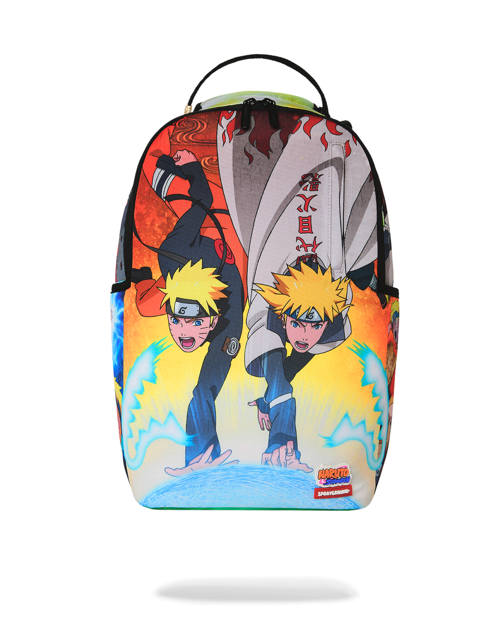 Anime character printed backpack with front pocket and top handle