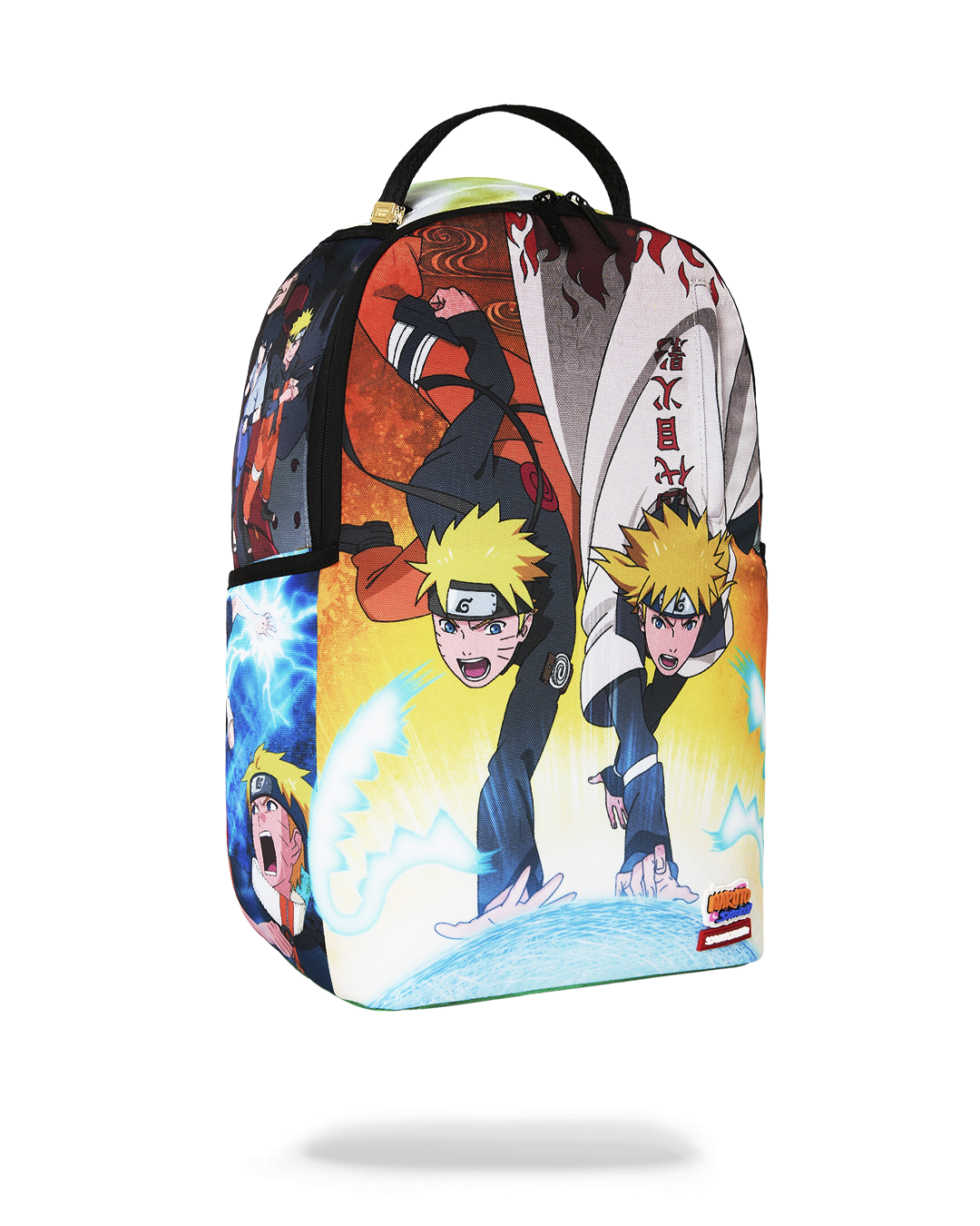 Anime character graphic backpack with side view and top handle