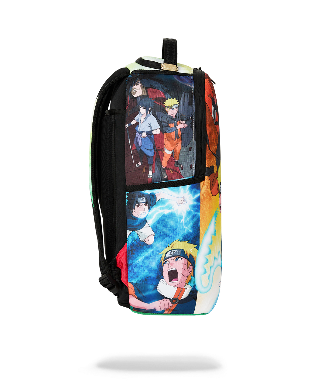 Naruto anime character backpack with black back panel and shoulder straps