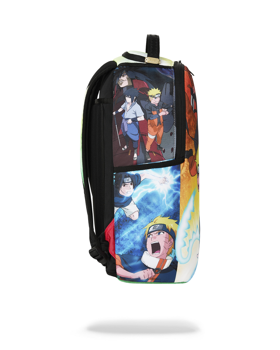 Naruto anime character backpack with black back panel and shoulder straps