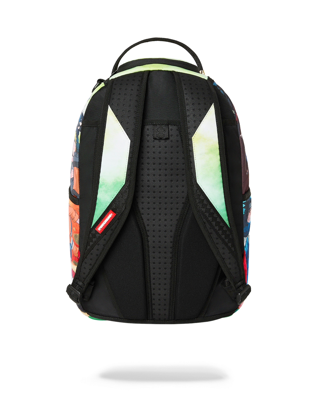 Back of anime character backpack with padded black shoulder straps