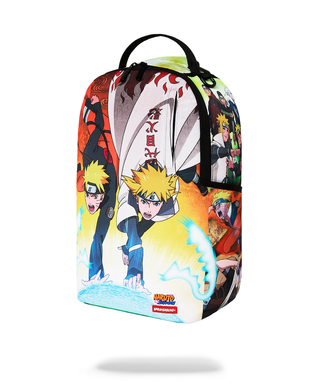Printed anime backpack with Naruto characters and top handle