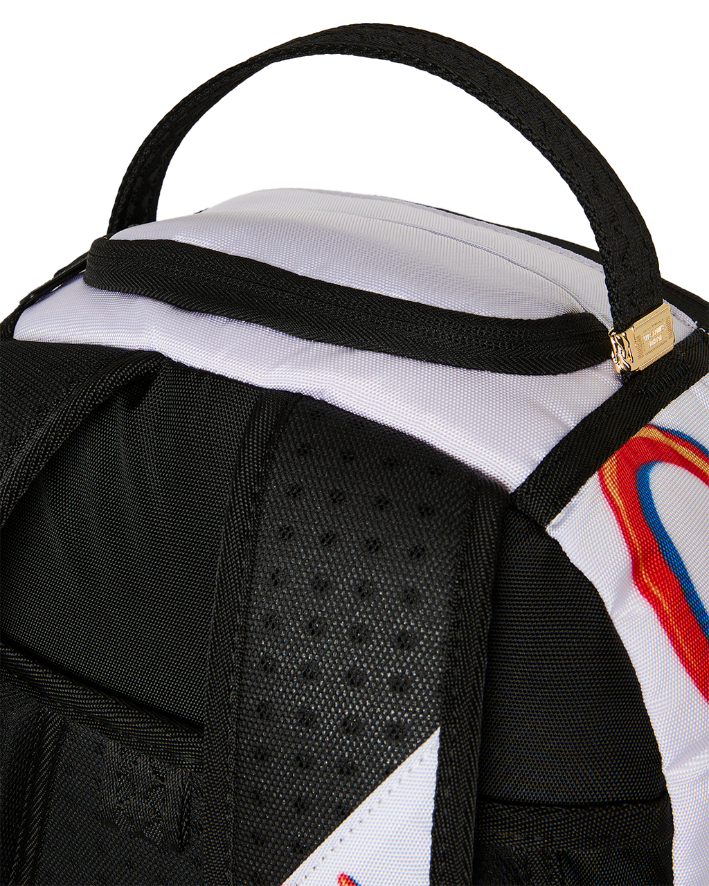 Mini backpack top handle and black adjustable shoulder straps with mesh padding
