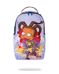 Kids backpack with light purple cartoon art featuring a Rugrats character holding a guitar