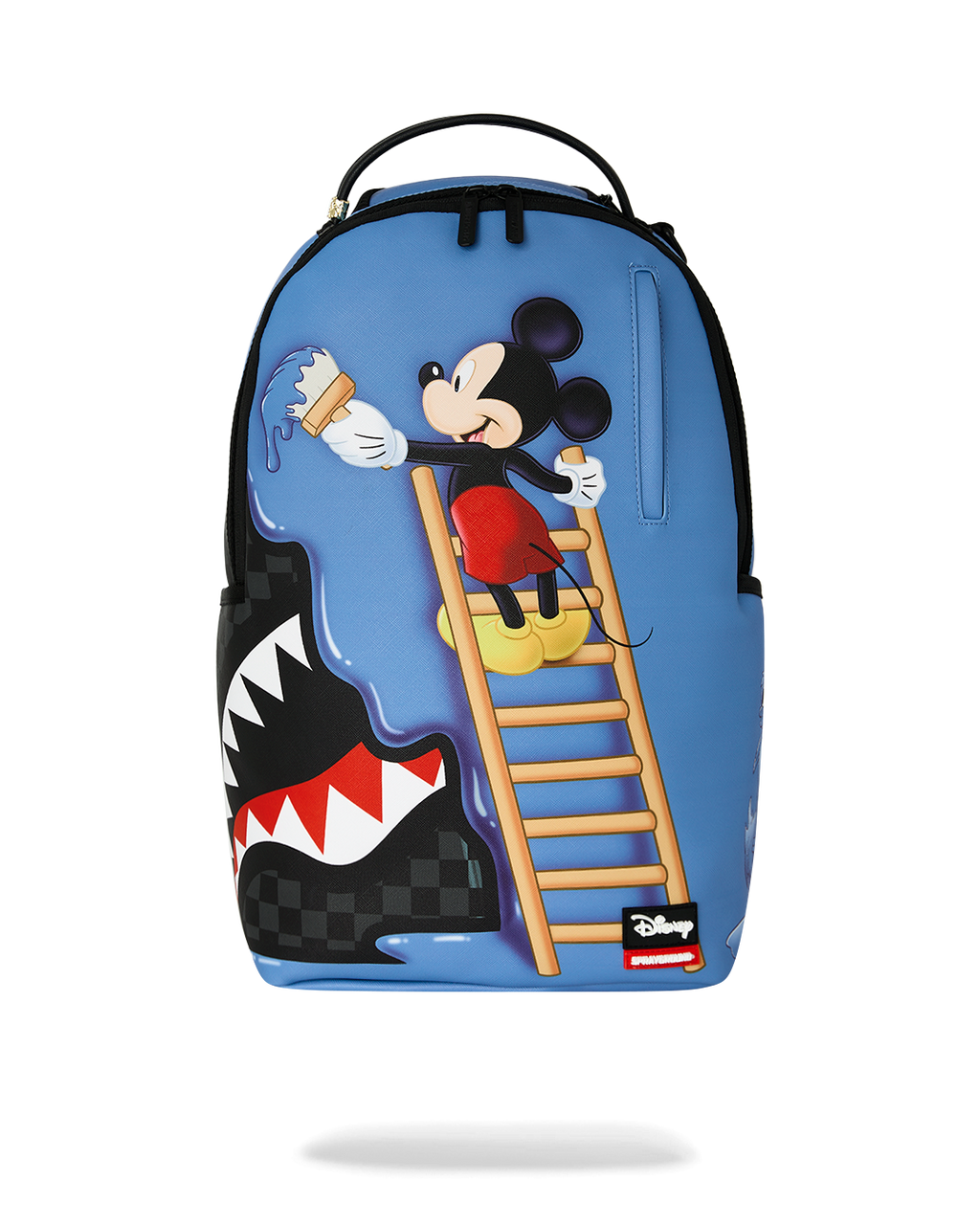 Blue Mickey Mouse magic art backpack with front character graphic and ladder