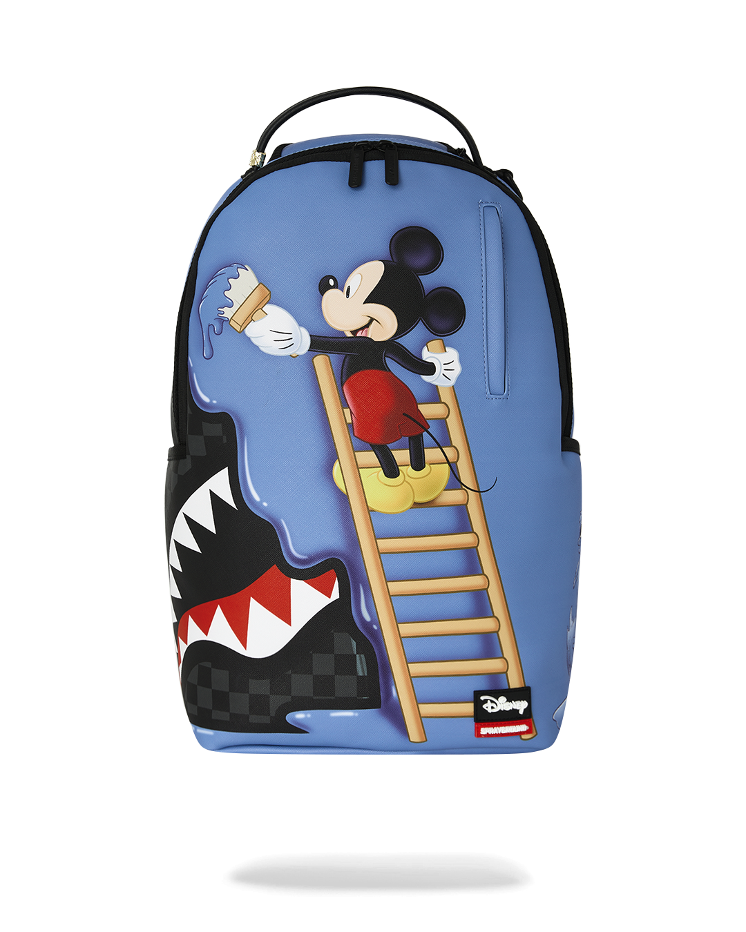 Blue Mickey Mouse magic art backpack with front character graphic and ladder