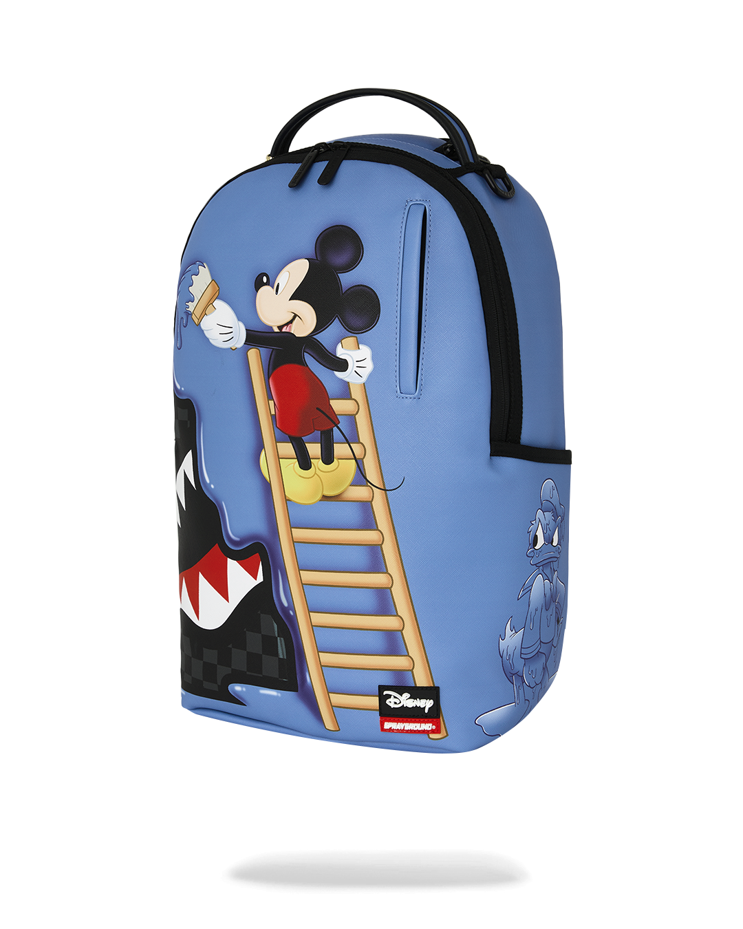 Blue Mickey Mouse backpack with front character artwork and top handle