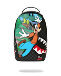 Kids backpack with black checker pattern and Goofy graphic on front pocket