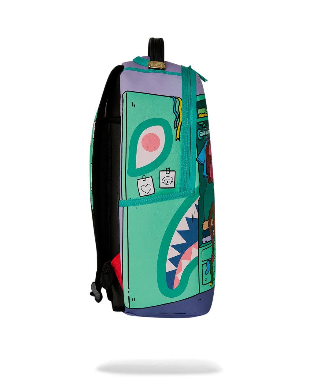 Rugrats mini backpack side panel with large logo graphic, teal with dark accents