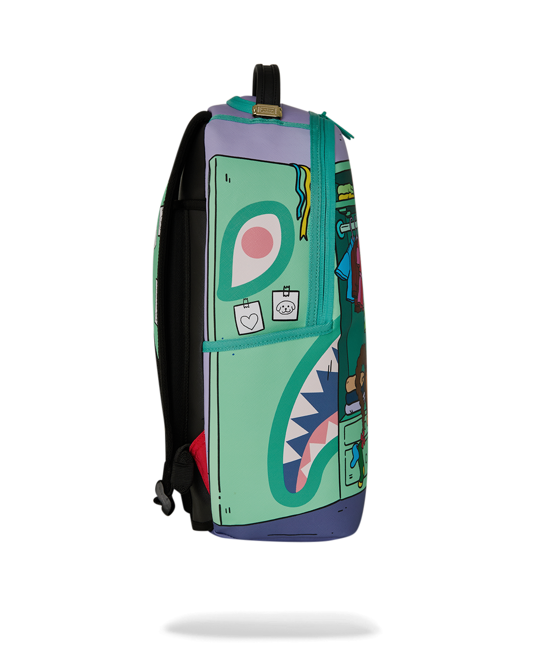 Rugrats mini backpack side panel with large logo graphic, teal with dark accents