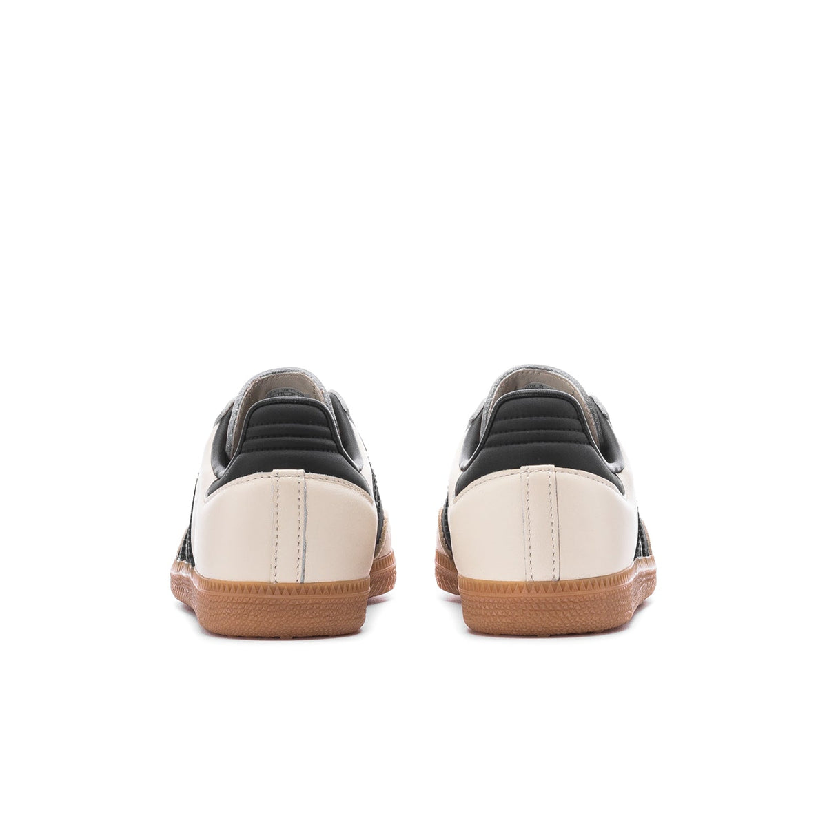 Adidas Samba OG women's sneakers rear view with cream heel panel and gum outsole.
