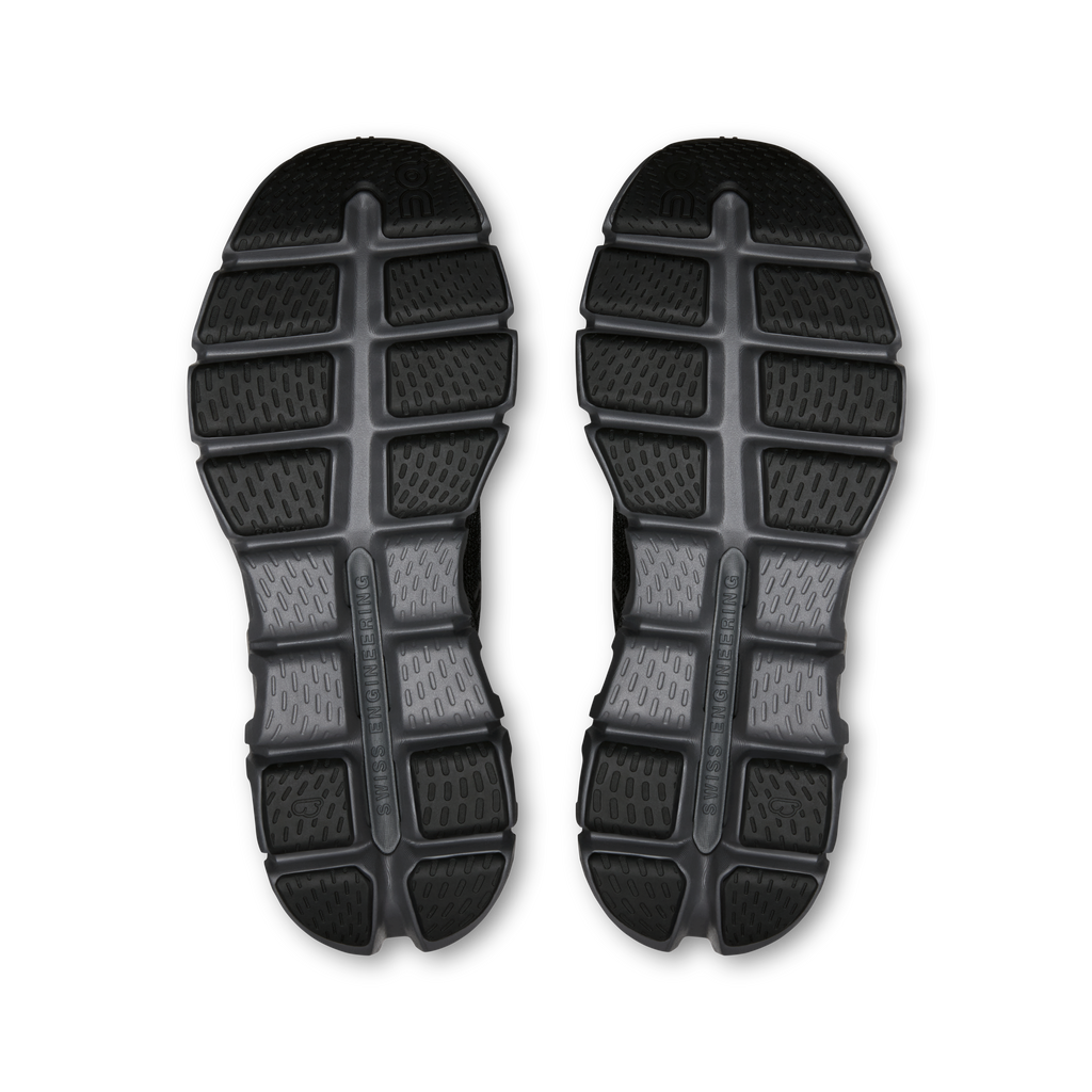Pair of men's shoe outsoles with grippy tread and molded support pods