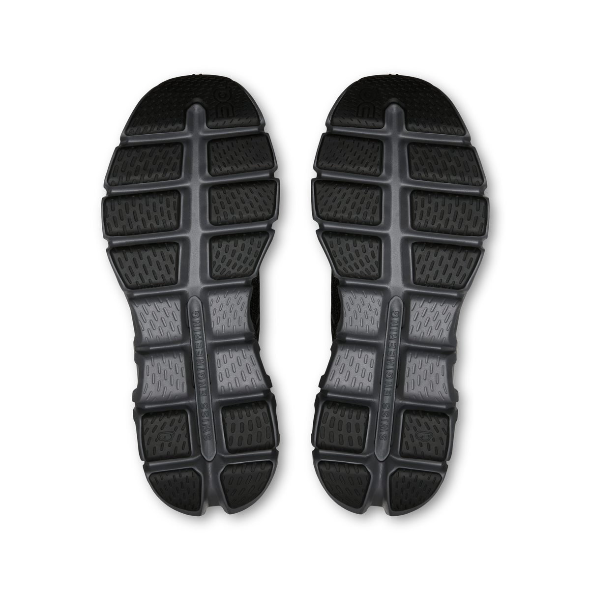 Pair of men's shoe outsoles with grippy tread and molded support pods