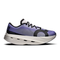 On Cloudboom Volt running shoes, purple knit with black logo, white CloudTec sole