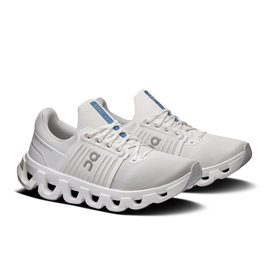 Women's On Cloudswift running shoes, side view in white with cloud-style sole