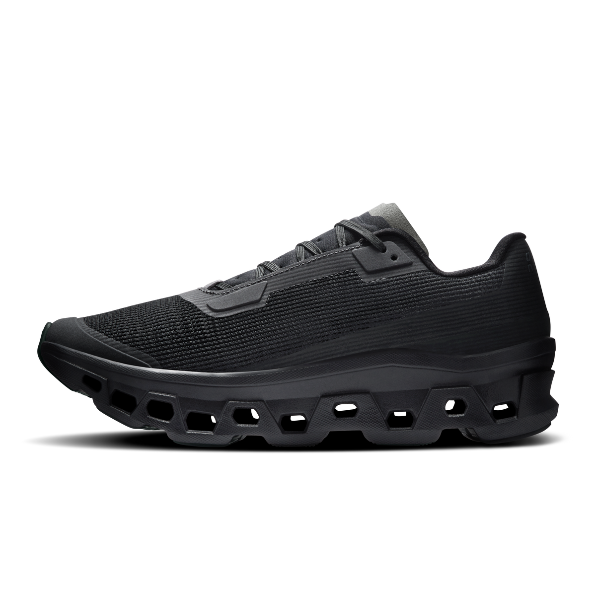 Women's black lace-up running shoes with mesh upper and CloudTec pod midsole
