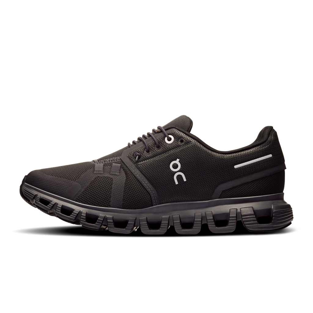 Women's On wide running shoes in black, lace-up design with logo detail