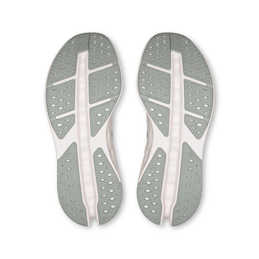 On women's running shoes outsoles, light mint tread with white midsole