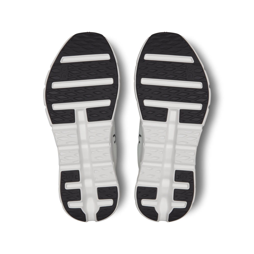 Cloudtilt shoe outsole, textured tread with black rubber sections on white base