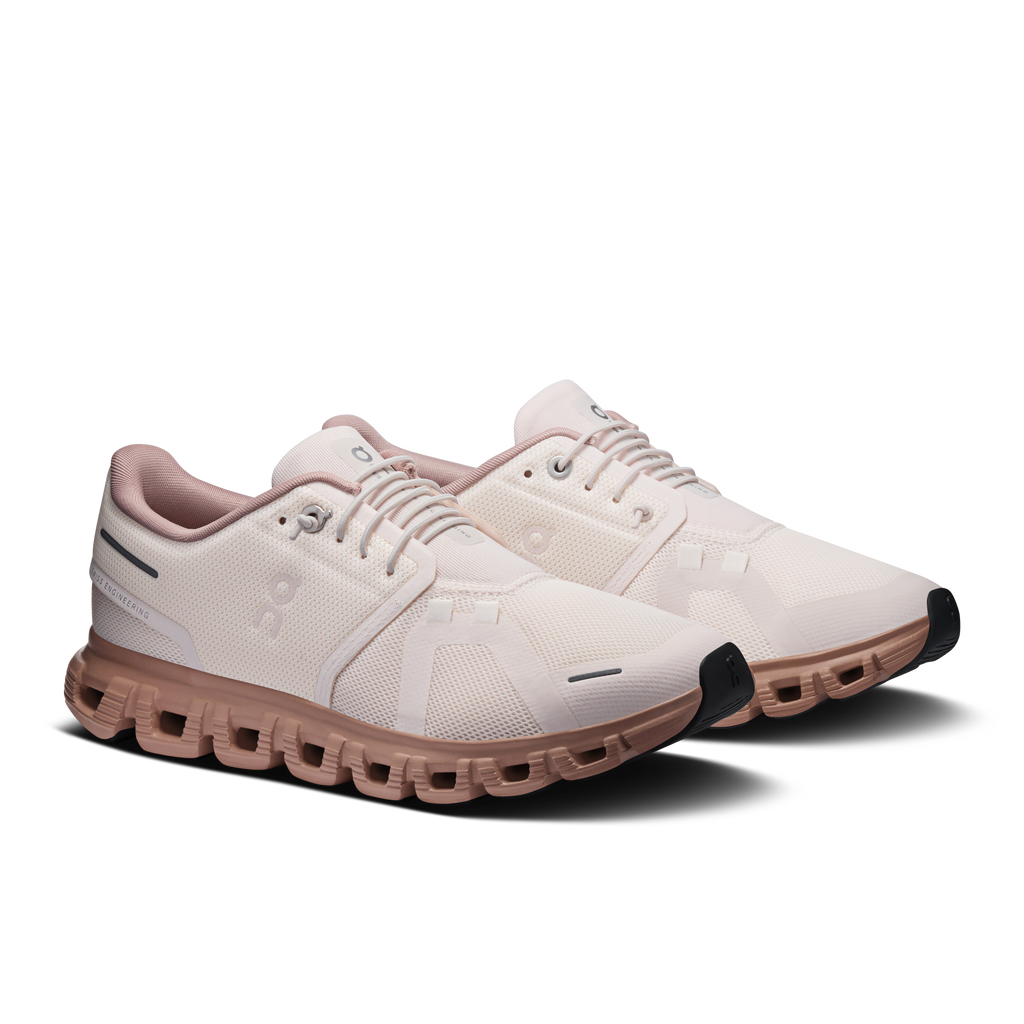 On Cloud 6 women's running shoes, oyster/biscuit lace-up mesh and CloudTec sole