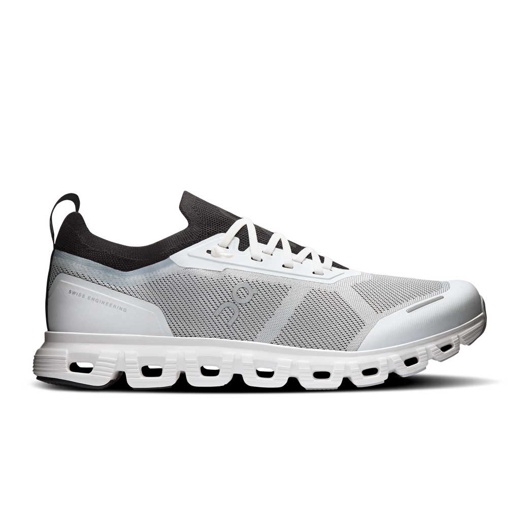 On Cloud 6 Versa men's running shoes, white with black trim, lace-up