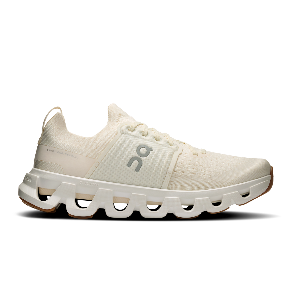 Women's ivory Cloudswift 4 running shoes with On logo and CloudTec sole
