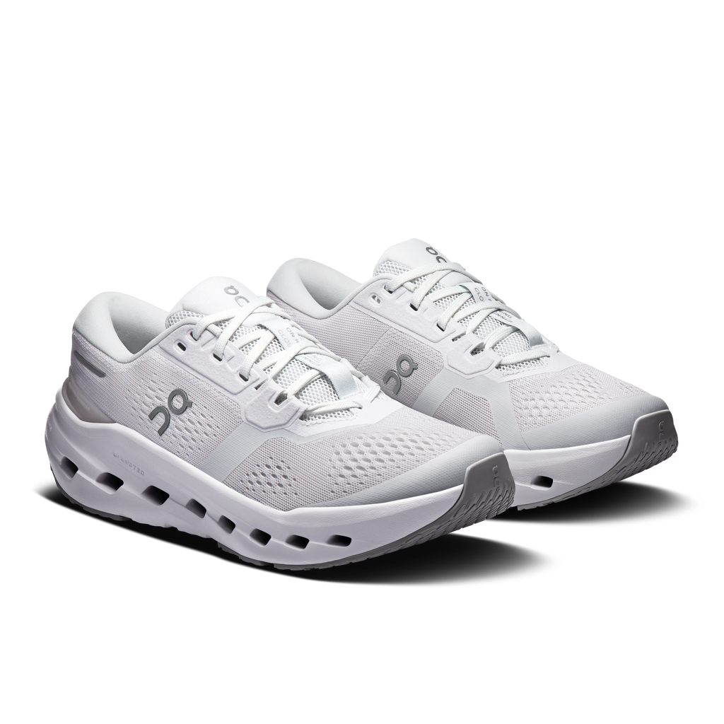 Women's Cloudrunner 3 running shoes, side-by-side view, white mesh with gray detailing