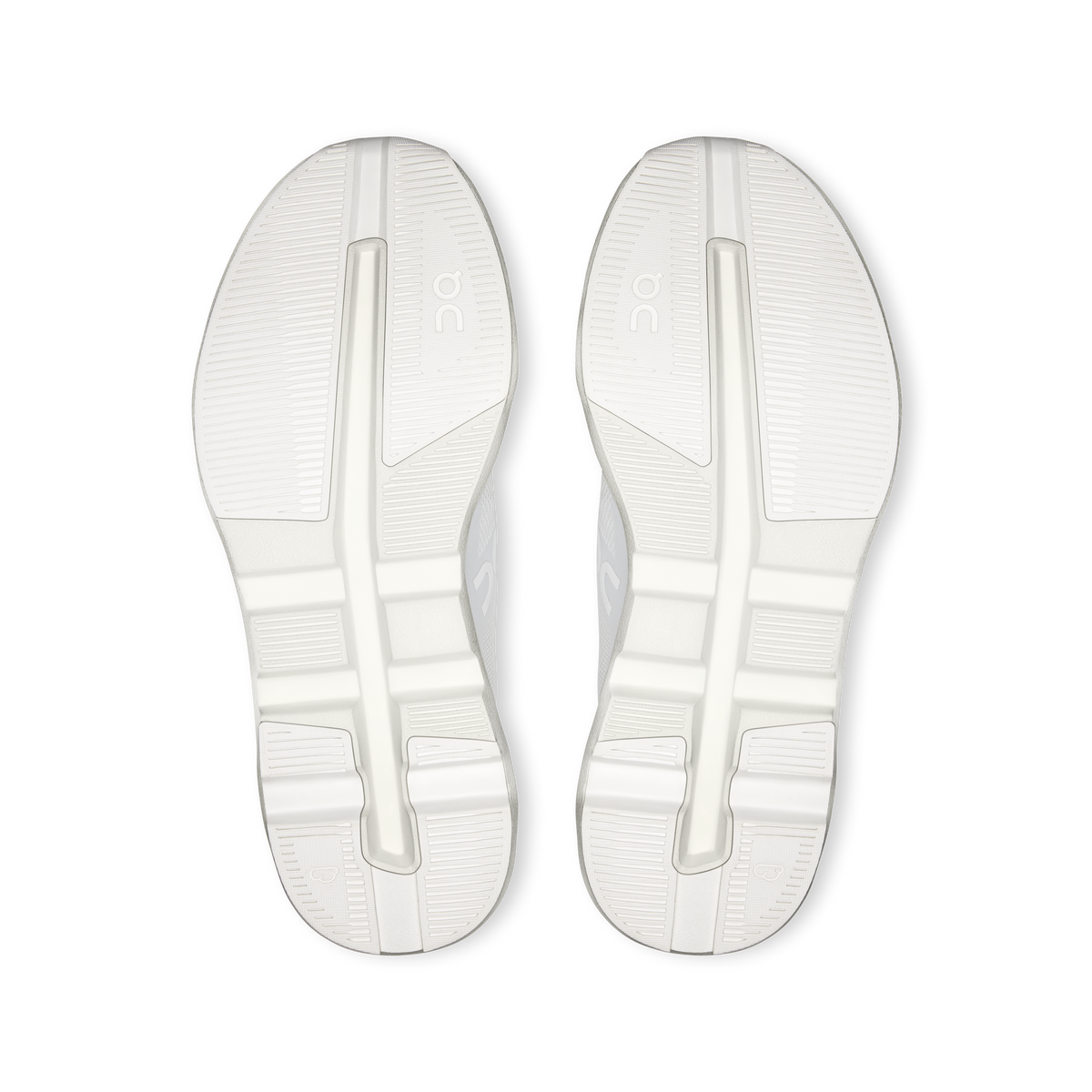 On Cloudzone shoe outsoles, white rubber tread with On logo