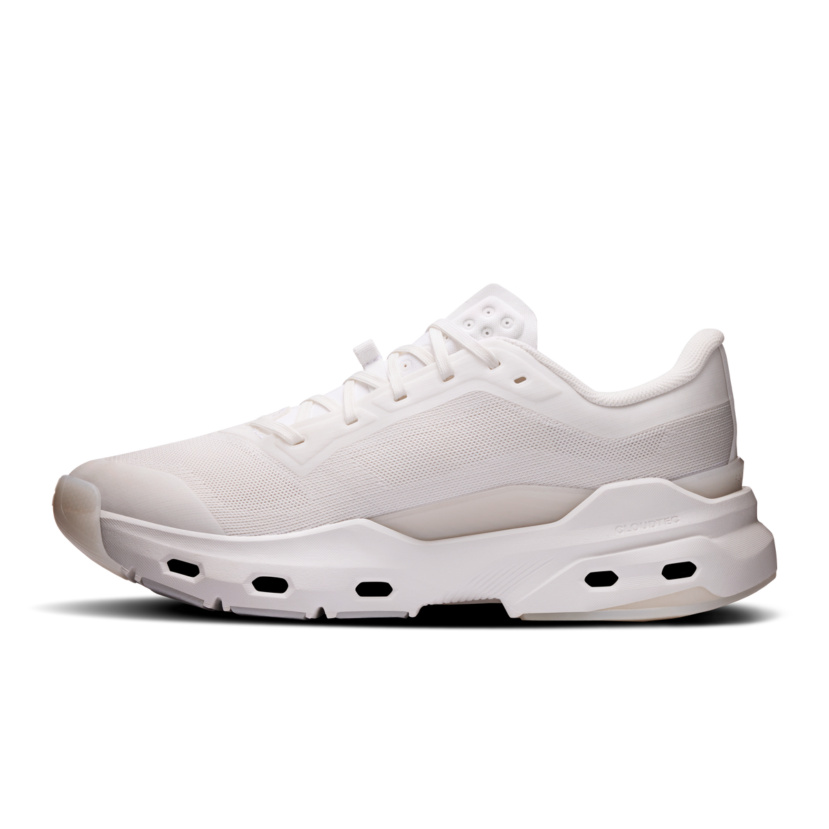 On Cloudpulse 2 women's white running shoes, lace-up with sculpted side panels