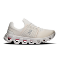 On Cloudswift 4 running shoes in ivory mesh with white sole and red/pink accents