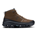 Men's mid waterproof hiking shoes in brown and black, lace-up with padded collar