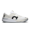 Men's white running shoes with lace-up front and On logo on side