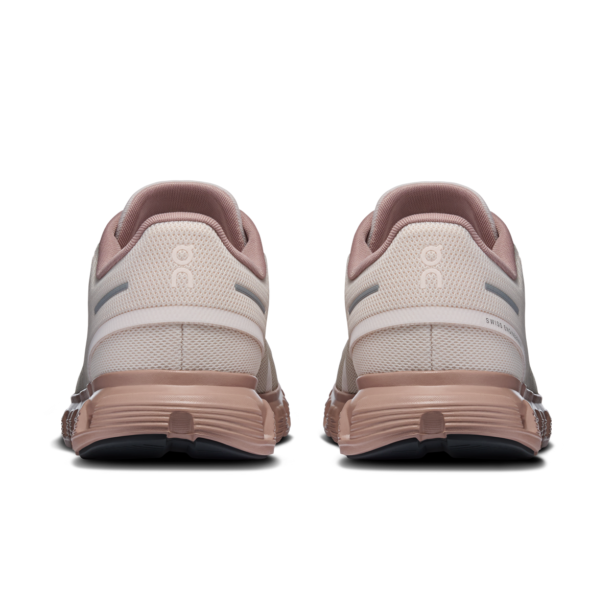 On Cloud 6 women's running shoes rear view, padded collar, lace-up heel support