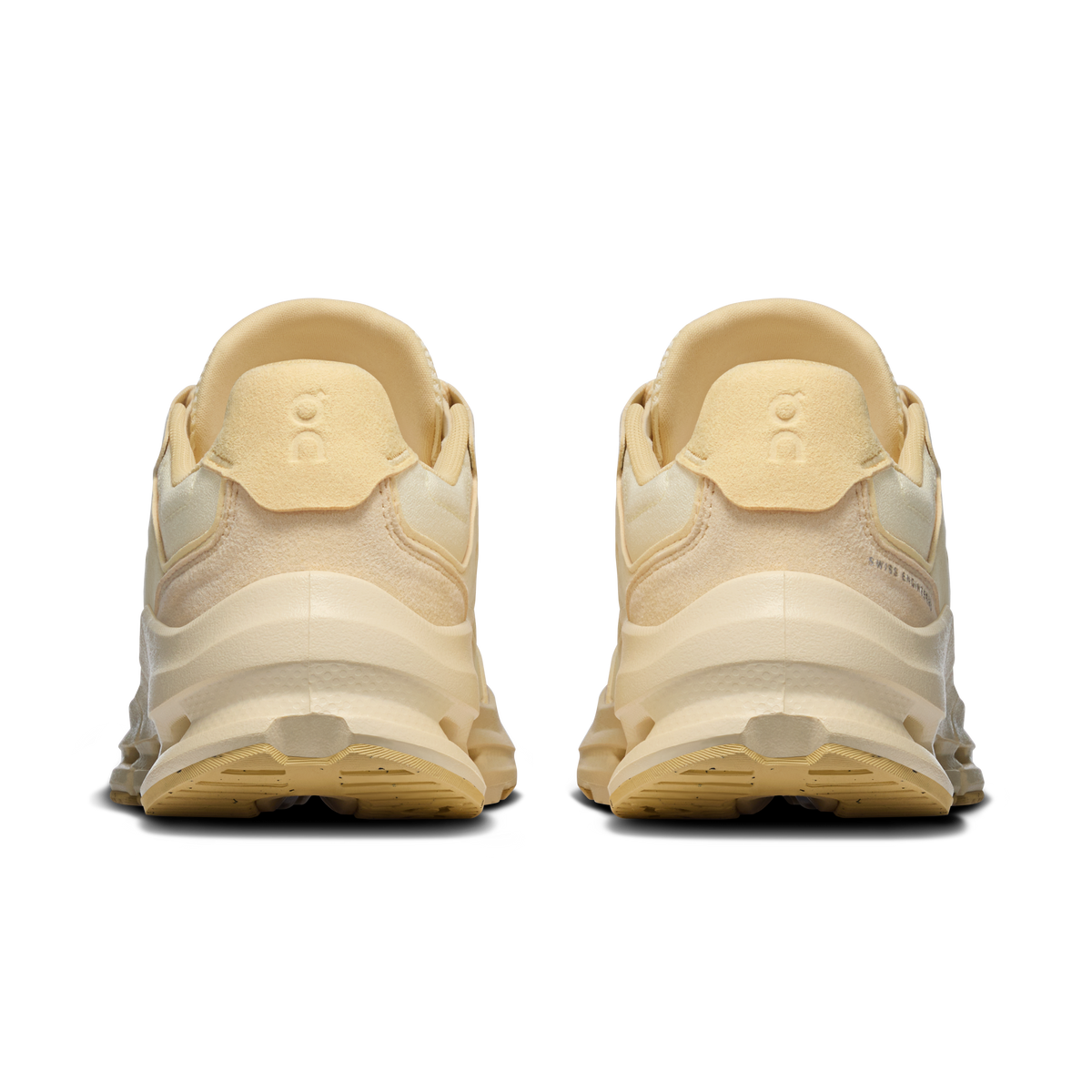 On women's Cloudnova Rift shoes heels, light beige backs with On logo