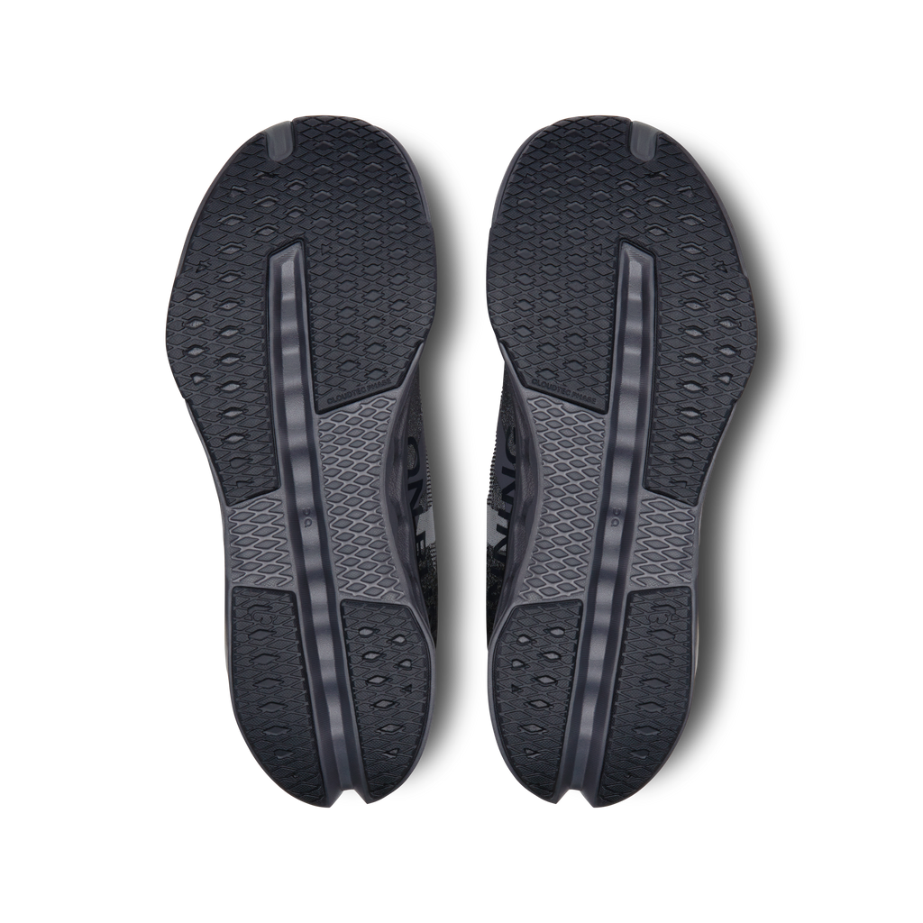 On Cloudsurfer Next shoe outsoles with textured tread, dark gray/black