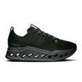Women's running shoes in dark green knit with lace-up and cushioned pod sole