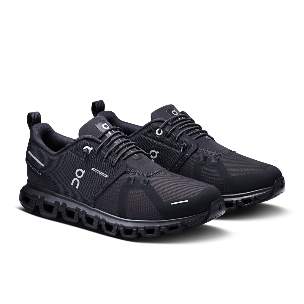Women’s waterproof lace-up running shoes, dark gray/black with cushioned outsole