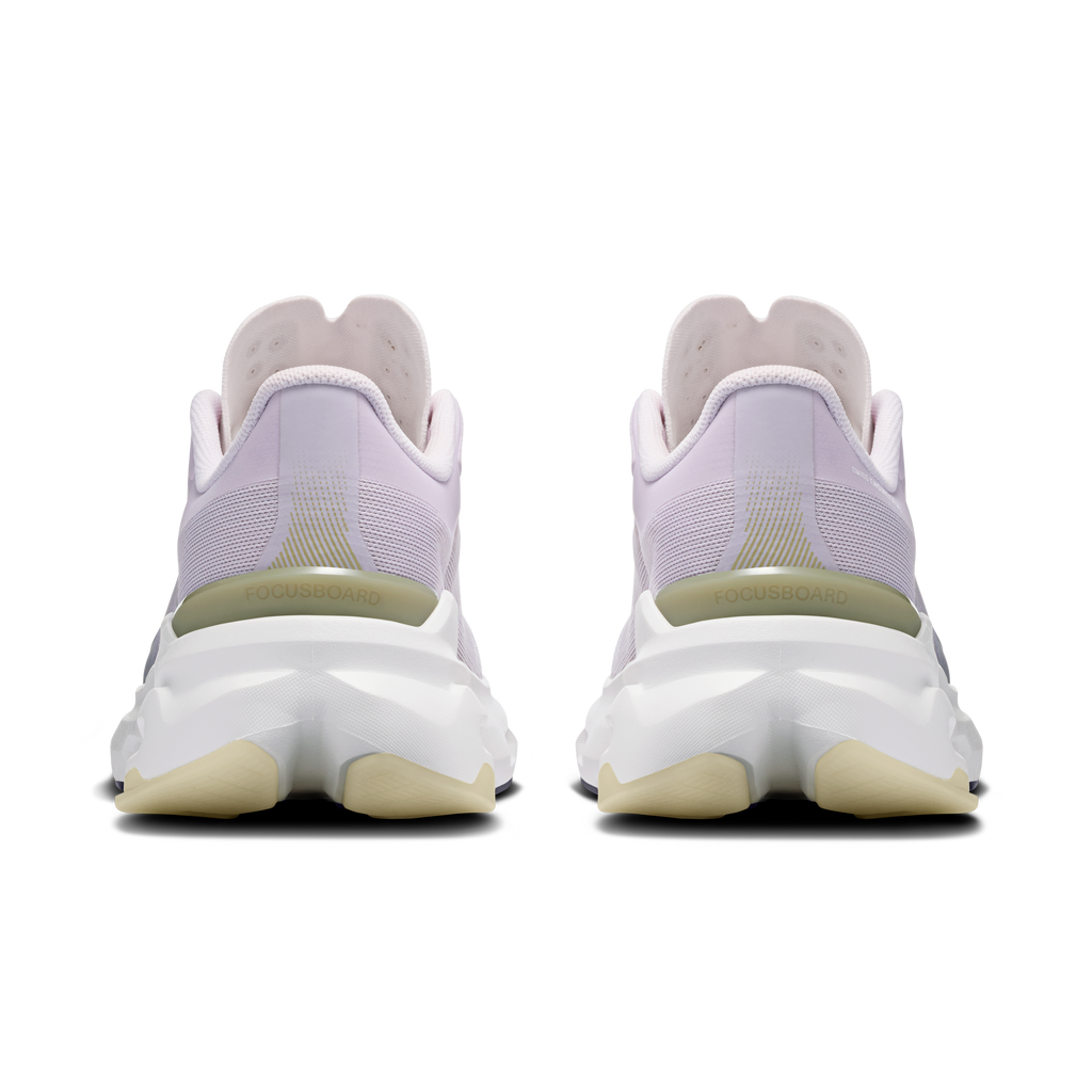 Women's light purple shoes with FocusBoard heel panel and white cushioned sole