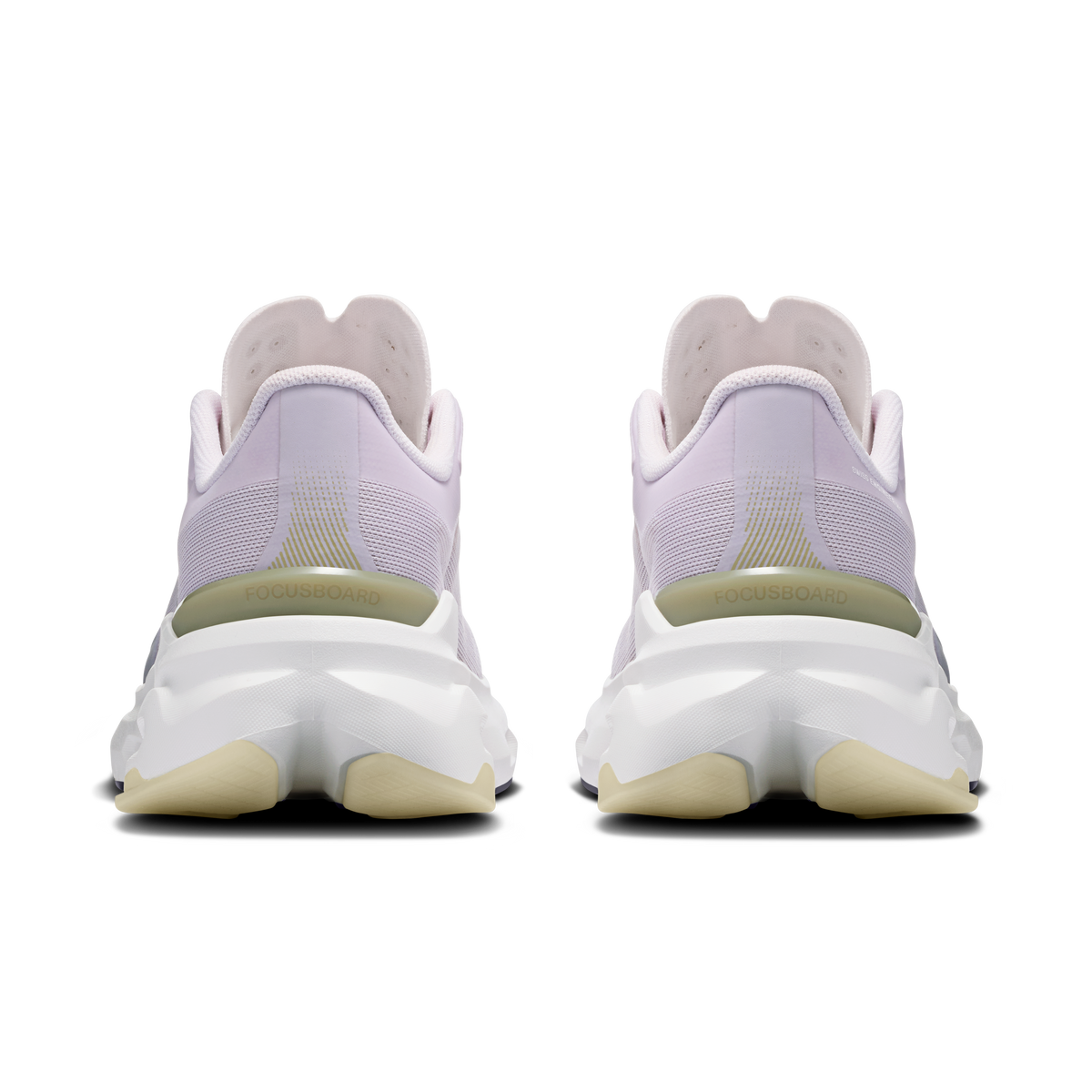 Women's light purple shoes with FocusBoard heel panel and white cushioned sole