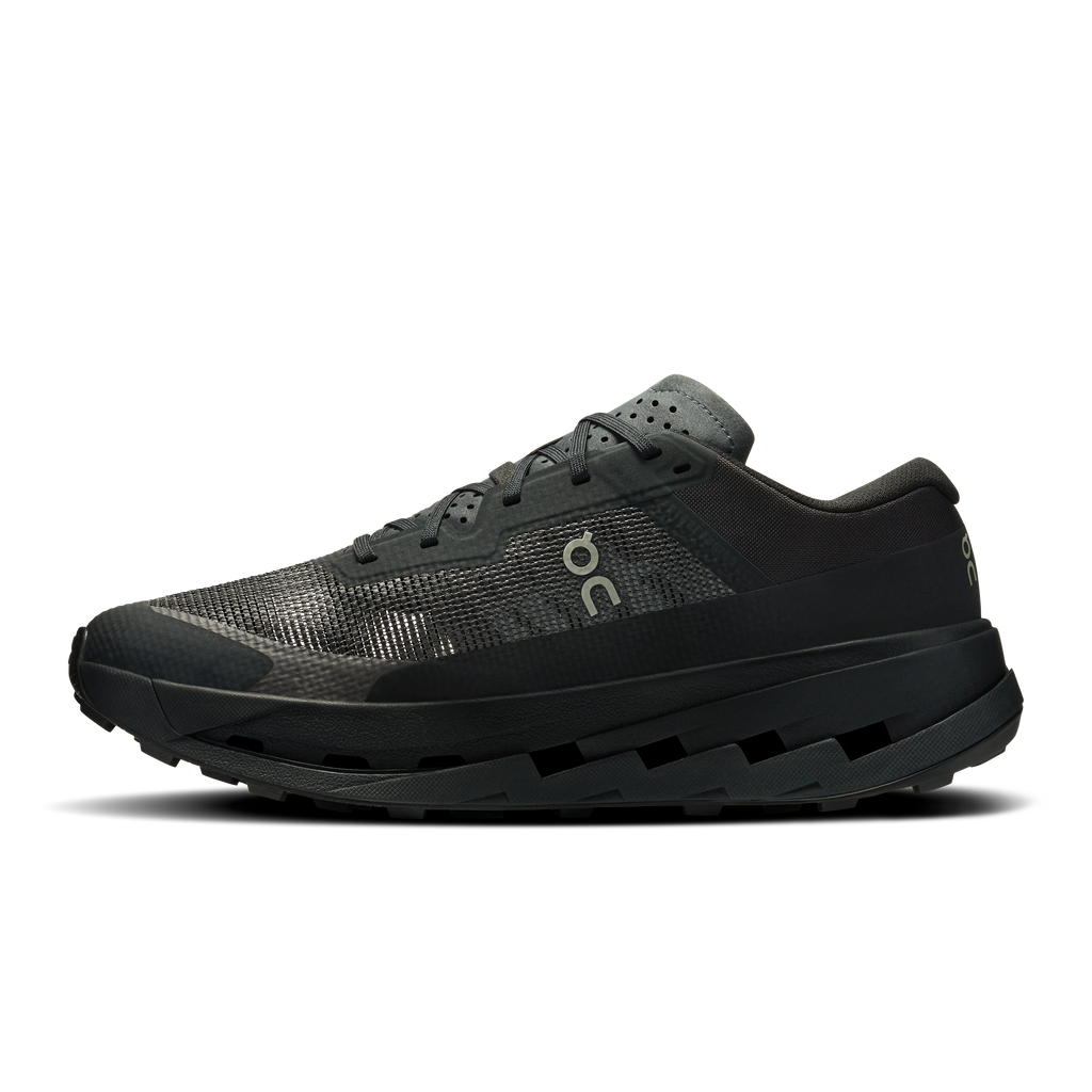 On Cloudultra 3 men's running shoes, black side profile with chunky rubber sole
