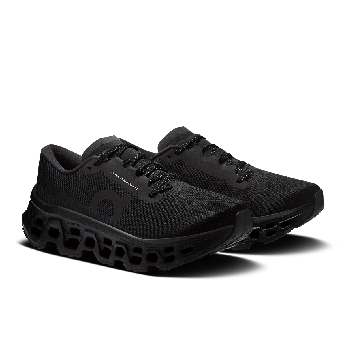 Women’s black Cloudmonster 3 running shoes with mesh upper and cloud pod outsole
